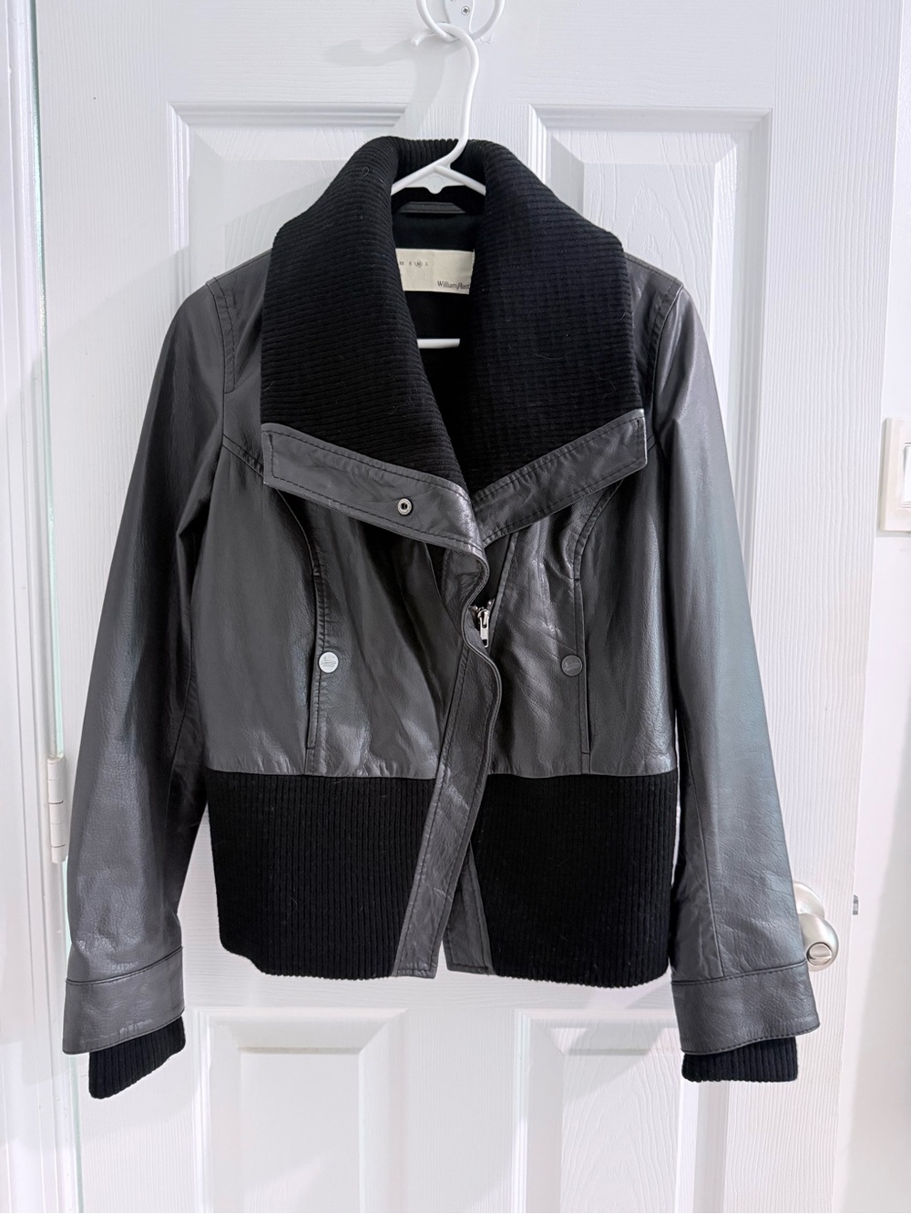 William Rast Black & Charcoal Mixed-Material Leather Jacket